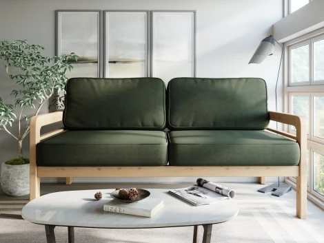 Диван Arsko прямой Бергер Б сосна велюр зеленый
