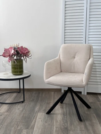 Стул ФЕДЕРИКО ДАНС 180 град. поворотный, NORDIC 11 Молочный / Черный каркас, M-City (арт.480M05670)