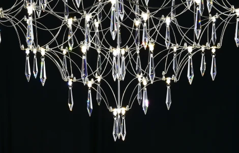 Подвесная люстра светодиодная с пультом и хрустальными подвесками Asfour MyFar Allegria MR2640-66P-76AP