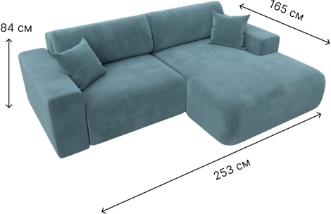 Диван угловой Лига-036 НПБ Классик правый угол (Бирюзовый/Велюр) Лига Диванов арт.121374