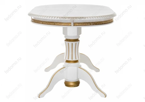 Деревянный стол Woodville Женева молочный с золотой патиной 406085