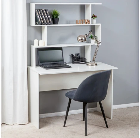 Письменный стол Woodville Дижон с надстройкой белое тиснение 553675