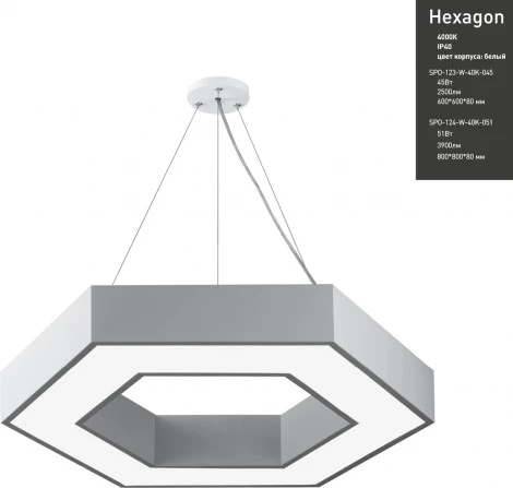 Подвесной светильник светодиодный ЭРА SPO-124-W-40K-051 (220V, на тросе, IP40)