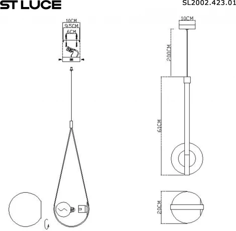 Подвесной светильник ST Luce Monbag SL2002.423.01 Черный, Голубой/Белый E27 1*60W