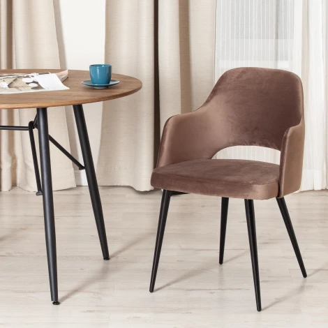 Обеденный стул Tetchair VALKYRIA (Ткань,Металл/Коричневый,Черный )