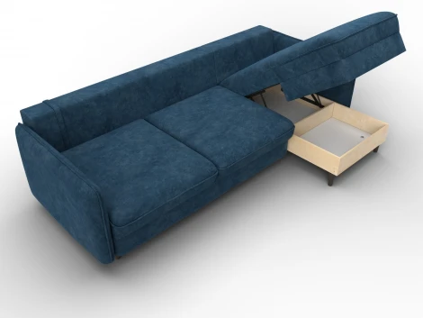 Диван угловой Лига-064 НПБ угол универсальный (ДСП/Дерево/Велюр/Синий) Лига Диванов 129643