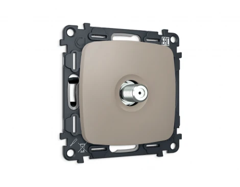 Комплект механизма ТВ-розетки SAT встраиваемый (серо-бежевый матовый) Ambrella Volt QUANT MO373050