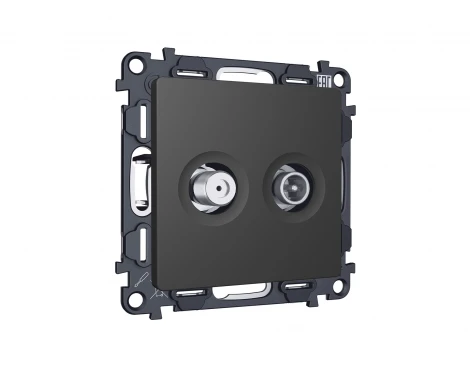 Комплект механизма ТВ-розетки+SAT встраиваемый (графит мягкое касание) Ambrella Volt QUANT MA913310
