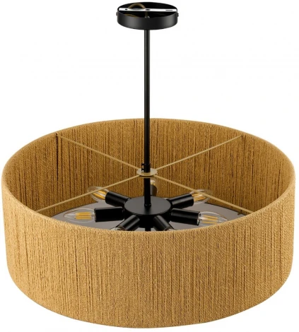 Потолочная люстра на штанге Lumion Silvana 8286/7 черный/коричневый, металл/веревка/стекло Е14 7*40W 220V