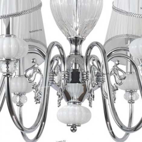 Люстра подвесная Crystal Lux Alma White, 8 плафонов, хром с белым и прозрачным