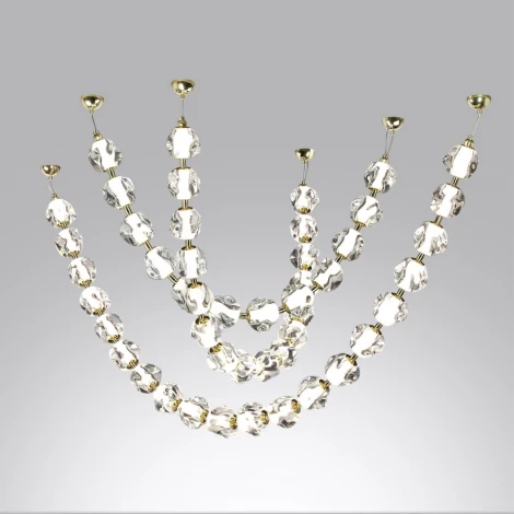 Подвесной светильник "бусы" Odeon Light Jemstone 5085/64L золото/прозрачный/металл/акрил LED 64W 4000K 3200Лм (220V, на проводе, шарики, бусы)