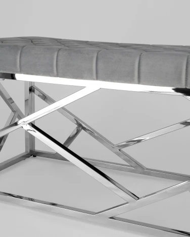 Банкетка-скамейка Stool Group АРТ ДЕКО велюр серый сталь серебро УТ000001881