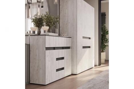 Комод БТС комбинированный Мрия КМ-15, Бетон пайн светлый, графит