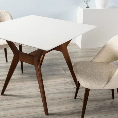 Стол R-Home Нарвик 960*960 Белый Темный орех