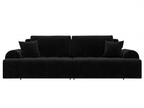 Диван прямой Лига-080 (ДСП/Пластик/Велюр/Черный) Лига Диванов 131119