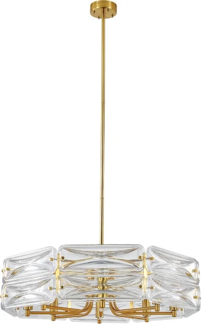 Потолочная люстра на штанге (12046/8P Brass) Indigo Zaffiro V000499 (220V, хрусталь, круглые)