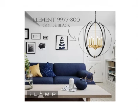 Подвесная люстра iLamp Element 9977-800 GL+BK (220V, на цепи, свеча, шар)