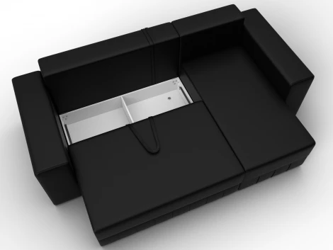 Диван угловой Лига-076 угол универсальный (ДСП/Пластик/Экокожа/Черный) Лига Диванов 129853