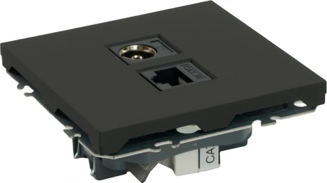 ТВ-розетка и Ethernet RJ-45 (черный) Stekker Эмили 49846