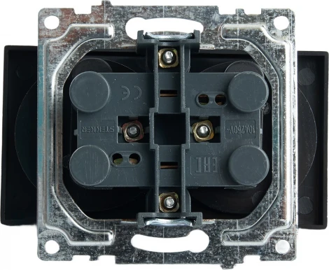 Розетка двойная без заземления со шторками (черный) Stekker Катрин 39611