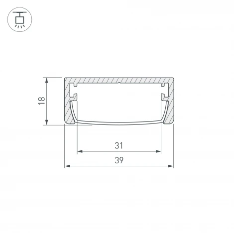 Профиль ARH-WIDE-W39-2000 ANOD (Алюминий) 030982 Arlight