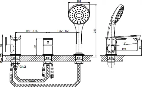 Смеситель Rush Bruny BR4335-333 на борт ванны