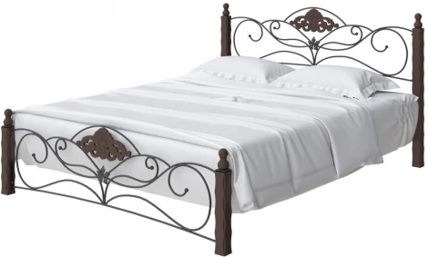 Без бренда Кровать Garda 2R (Металл + массив Орех) 120x200