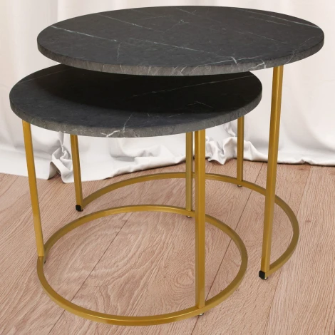 Стол журнальный МеталлАрт М001 черный мрамор/золото Mebelik 009484