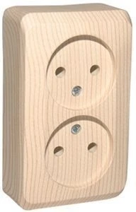 Розетка накладная двойная без заземления (сосна) Systeme Electric Этюд PA16-005D