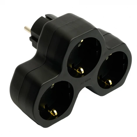 Разветвитель сетевой 3-х местный с заземлением (черный) Stekker 50108