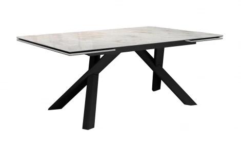 Стол DikLine DKX140 керамика Italian Grey (глянец серый), подстолье черное, опоры черные (2уп.)