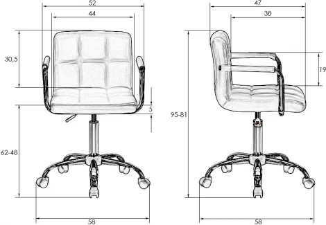 Офисное кресло для персонала DOBRIN TERRY BLACK (серый велюр (MJ9-75))