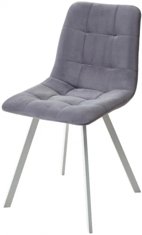 Стул CHILLI-Q SQUARE серый #27, велюр / белый каркас, 4 шт./1 к