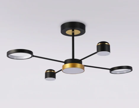 Потолочная люстра на штанге светодиодная с пультом Ambrella Comfort FL51632 (регулировка яркости, 220V, круглые, звездное небо, проекция)