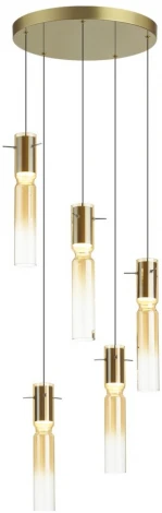Подвесная люстра каскадная Odeon Light Scrow 5058/25LA PENDANT золотой/янтарный/металл/стекло LED 5*5W 3000K (220V, на проводе, круглые)