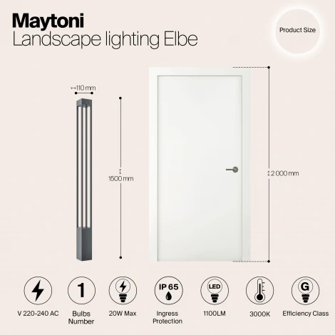 Наземный светильник Maytoni Elbe O424FL-L20GF (LED, 220V, IP65)