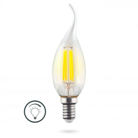 Лампочка светодиодная свеча на ветру прозрачная E14 6W 220V 4000K Voltega Crystal 7081