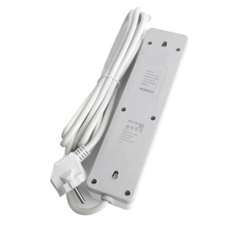 Сетевой фильтр 3-х местный с заземлением 1,8м. (белый) Stekker Optima 50086