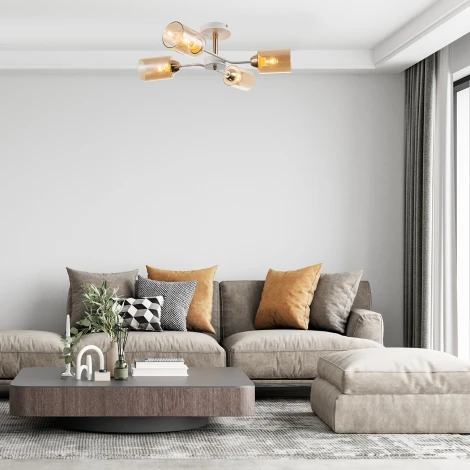 Потолочная люстра на штанге Escada Vertigo 1131/4P White/Gold 4x60Вт E27, металл/стекло, белый/золото