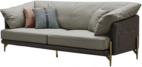 Диван ESF ARTE NAPPA SF035 (3-х местный) серый 6623-темно серый /Кожа