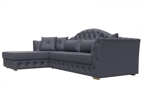 Диван угловой Артис левый угол (Брус,Рейка/Пластик/Экокожа/Серый) Лига Диванов 128033L