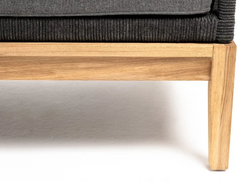 "Канны" диван 2-местный плетеный из роупа, основание дуб, роуп темно-серый круглый, ткань темно-серая 027 4SIS арт.УТ-00006926