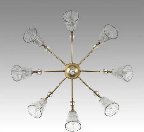Потолочная люстра на штанге Lumion Aurica 8046/8C латунь/прозрачное стекло Е14 8*40W 220V