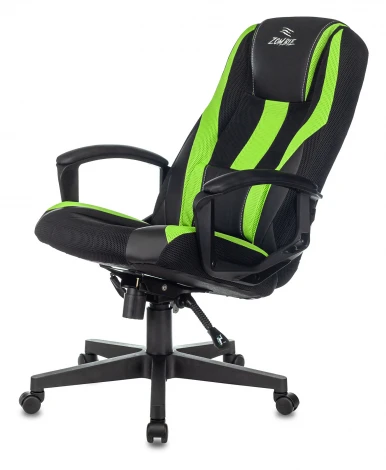 Кресло игровое Zombie 9 черный/салатовый текстиль/эко.кожа крестовина пластик