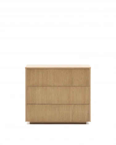 Комод Helvine с 3 ящиками из дубового шпона и закаленного стекла, 86 x 79 La Forma (ex Julia Grup) 209203