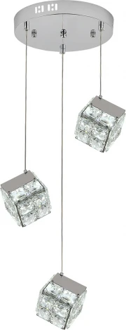 Подвесной светильник (12048/3P Chrome) Indigo Radioso V000136L (LED, 220V, на проводе, куб)