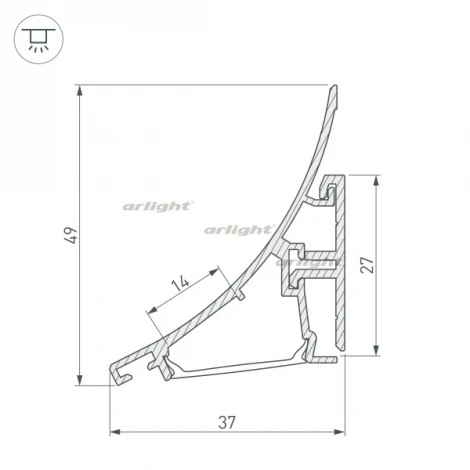 Профиль KARNIZ-R-2000 ANOD (Алюминий) 021649 Arlight