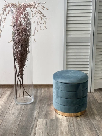 Пуф для гостиной M-City ФРЕД бирюзовый BM-88, велюр / золотой каркас