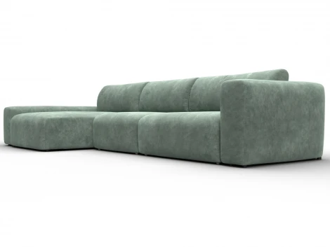 Диван угловой Лига-066 НПБ Лонг угол левый (ЛДСП,Фанера,Брус,Велюр/Зеленый) Лига Диванов 131218L