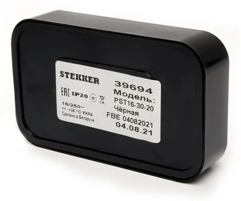 Розетка двойная без заземления (черный) Stekker Брест 39694